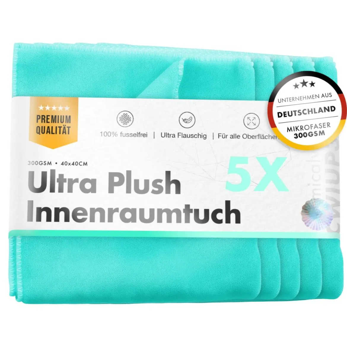 chemicalworkz Interior Ultra Plush Towel 300GSM Türkis Innenraumtuch 40x40cm 5Stk.
