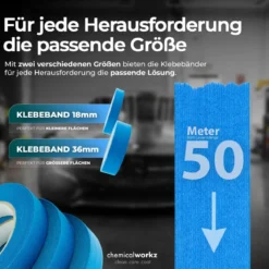 chemicalworkz Masking Tape Klebeband Blau 18mm 1Stk.