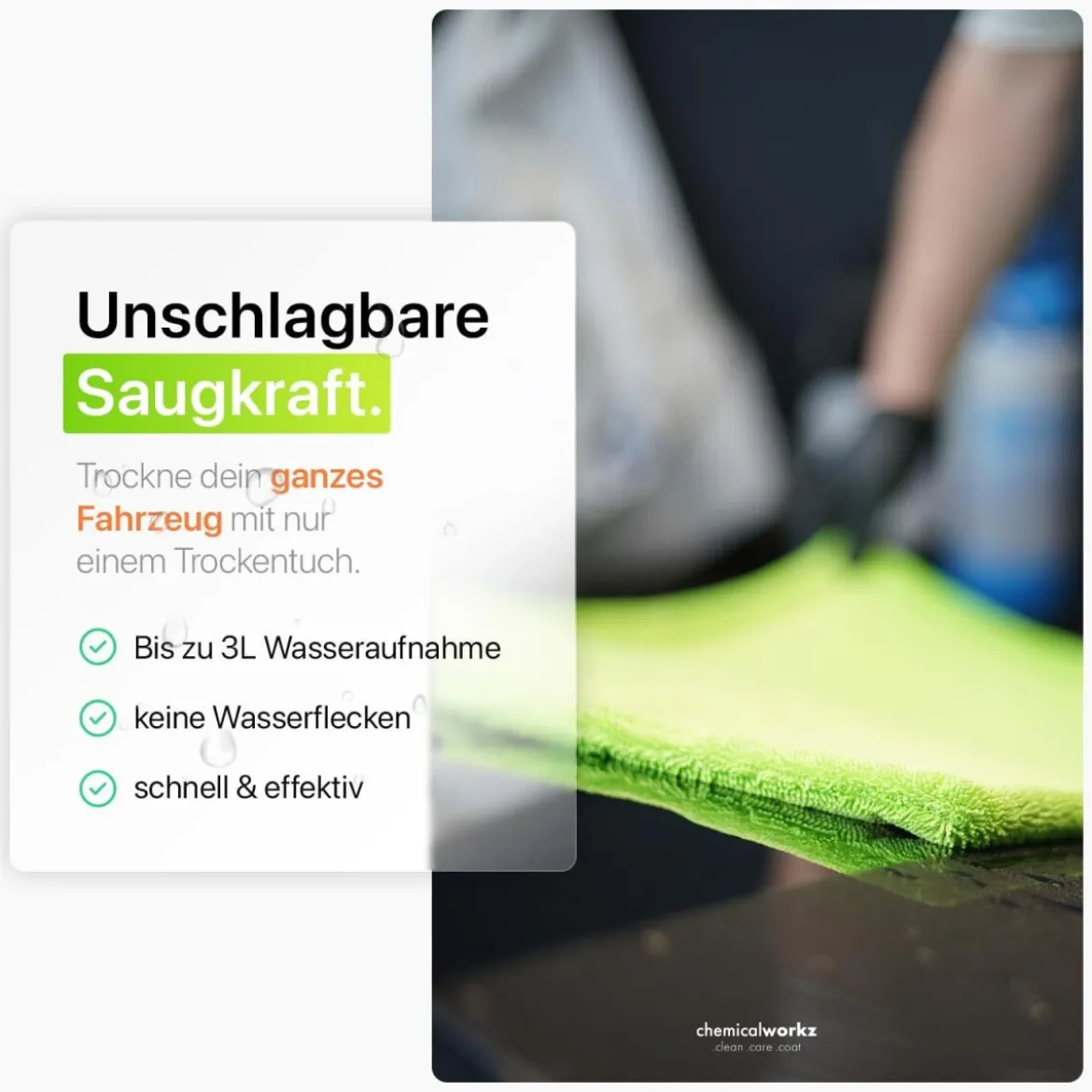 chemicalworkz Shark Twisted Loop Towel 1400GSM Grün Trockentuch 40x40cm