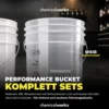 chemicalworkz Wascheimer Set 20 Liter Weiß Transparent + Zubehör Gold Transparent/Schwarz (3-teilig)