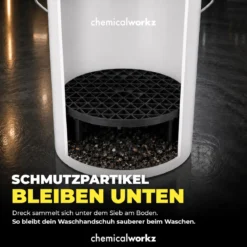 chemicalworkz Wascheimer Set 20 Liter Weiß Transparent + Zubehör Grün Transparent/Schwarz (3-teilig)