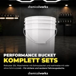 chemicalworkz Wascheimer Set 20 Liter Weiß + Zubehör Pink/Schwarz (3-teilig)