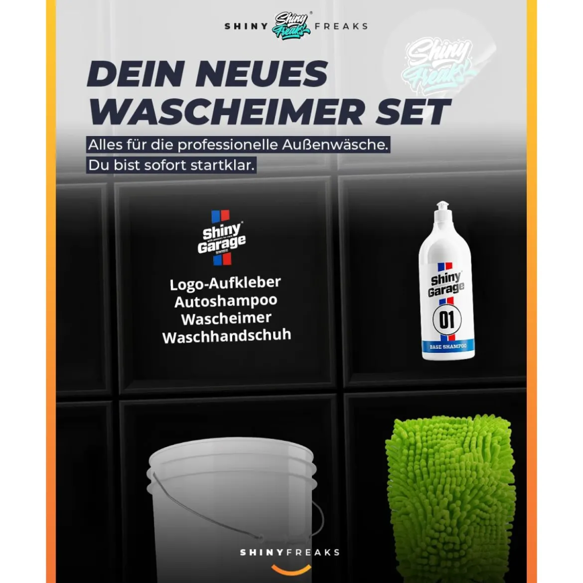 Shiny Garage Wascheimer Set 13L + Zubehör (4-teilig)